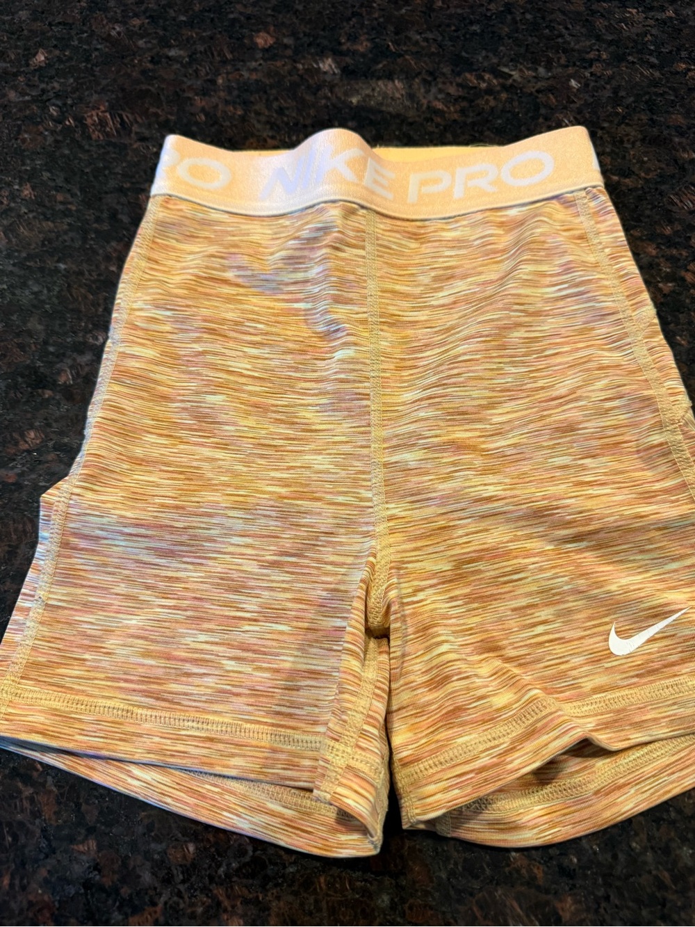 Nike Pro biker Yellow Multi Space-Dye Athletic Shorts